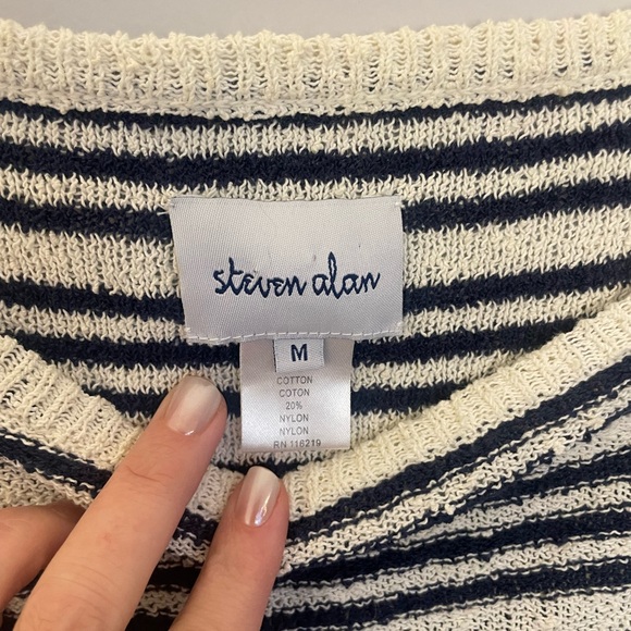 Steven Alan Navy and Cream Striped Sweater - Picture 2 of 4